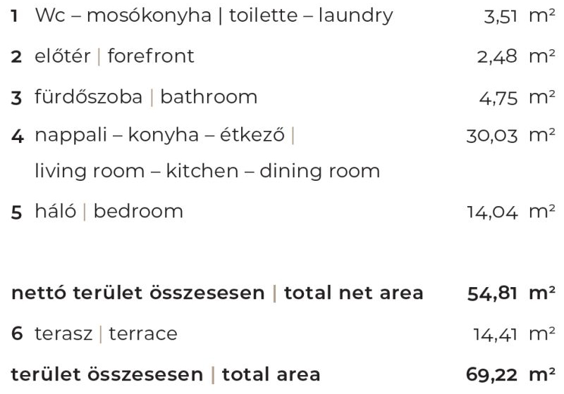B-fsz-2 új építésű lakás helyiségei
